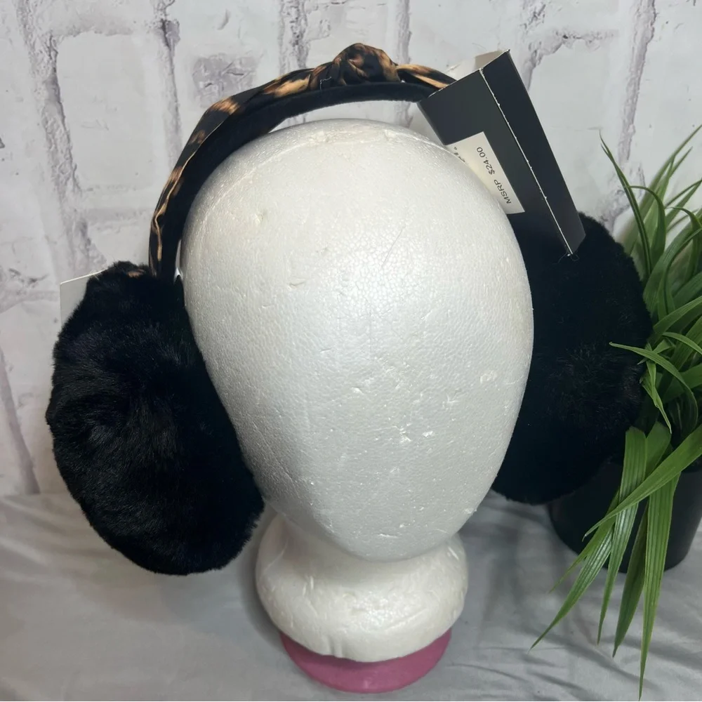 Leopard Print Faux Fur Earmuffs Ear Muffs Warmers Adjustable NWT Super Soft! - Picture 1 of 5